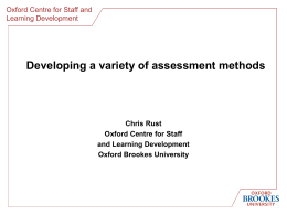 Developing a variety of assessment methods