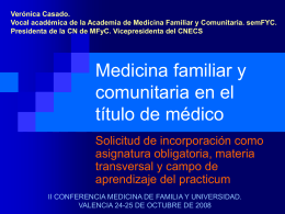 Medicina familiar y comunitaria en el título de médico