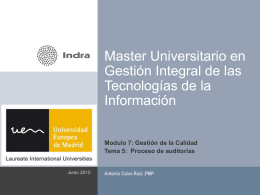 Master Oficial en Gestión Integral de las Tecnologías de la Información