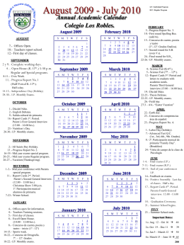Annual Academic Calendar Colegio Los Robles.