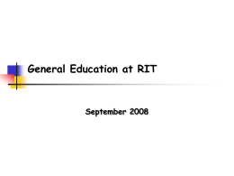 General Education at RIT A Comprehensive Review
