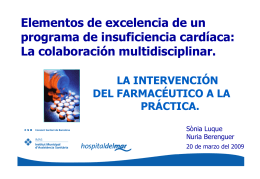 La intervención del farmacéutico a la práctica. Sra. Nuria Berenguer