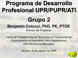 Programa de Desarrollo Profesional UPR/MIT/Tren Urbano