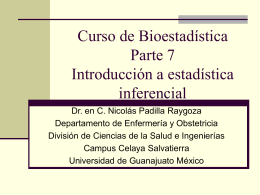 Biostatistics course. Part 7. Introduction to inferential statistics. in