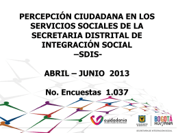 Abril - Junio 2013 - Secretaria Distrital de Integración Social