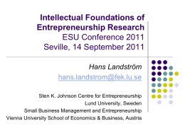 Intellectual Foundations of Entrepreneurship Research