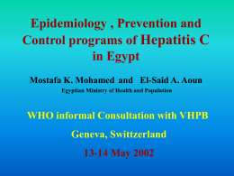 Epidemiology, prevention, and control programmes of hepatitis C in