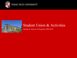 Student Union & Activities Statistical Analysis of Programs 2009-2010
