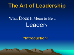 What does it mean to be a leader?