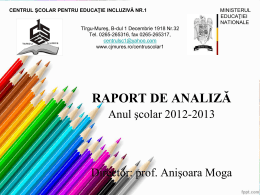 RAPORT DE ANALIZĂ - Anul şcolar 2012-2013