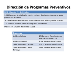 Informe de actividades de la Dirección de Programas Preventivos