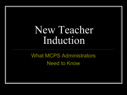 New Teacher Induction - Montgomery County Public Schools