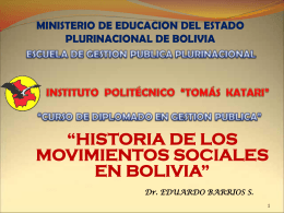 Historia Movimientos Sociales Bolivia