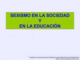 SEXISMO EN LA SOCIEDAD Y EN LA EDUCACIÓN
