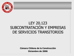 Ley 20.123, Subcontratación y Empresas de Servicios Transitorios