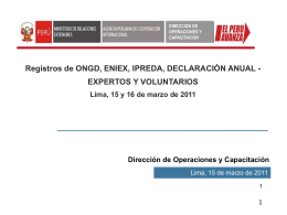 Registros de ONGD, ENIEX, IPREDA, DECLARACIÓN ANUAL