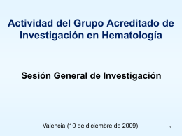 Diciembre 2009 - Servicio de Hematologia Hospital La Fe