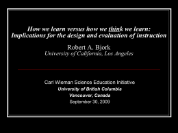 learning - Carl Wieman Science Education Initiative