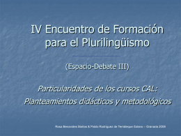 III Encuentro de Formación para el Plurilingüismo. (Espacio