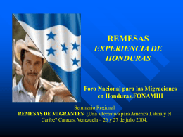 REMESAS EXPERIENCIA DE HONDURAS