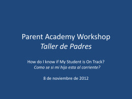 Parent Academy Workshop Taller de Padres