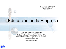 "Caso prático e-learning" (Sr. Juan Carlos Callahan, ENTEL)