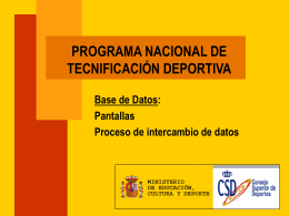 Tecnificación Deportiva. Bases de Datos
