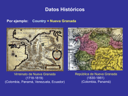 Datos Históricos Por ejemplo: Country = Nueva Granada