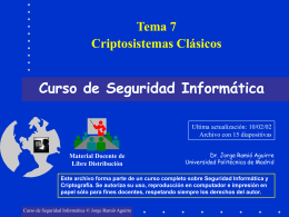 Tema 7 Criptosistemas Clásicos Curso de Seguridad Informática