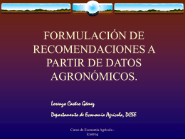 formulación de recomendaciones a partir de datos agronómicos.