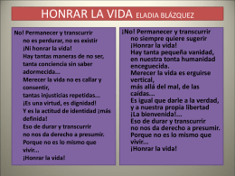 HONRAR LA VIDA ELADIA BLÁZQUEZ