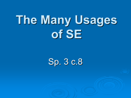 The Many Usages of SE