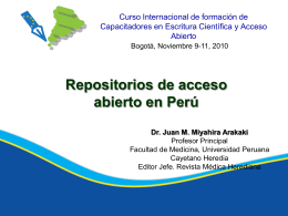 Repositorios de acceso abierto en Perú. Dr. Juan M