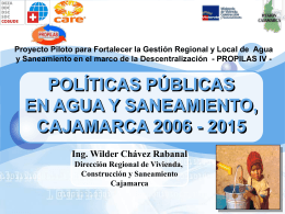 Políticas Regionales en Agua y Saneamiento en la Región Cajamarca