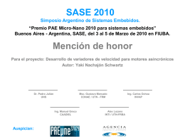 Premio PAE Micro-Nano 2010 para sistemas embebidos