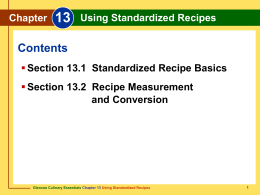 Chapter 13 Using Standardized Recipes