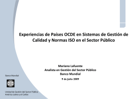 Experiencias de Países OCDE en Sistemas de Gestión de Calidad y