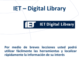 Bienvenidos al Tutorial IET – Digital Library