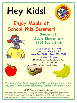 Breakfast 8:15 - Sable Elementary