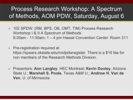AOM Process Workshop - Process Research Methods