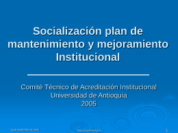 Socialización PMM 2005 - Vicerrectoría de Docencia