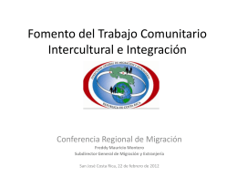 Fomento del Trabajo Comunitario Intercultural e Integración