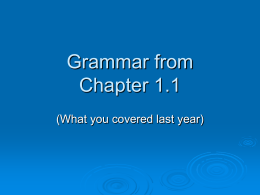 Grammar from Chapter 1.1 - Mounds View School Websites