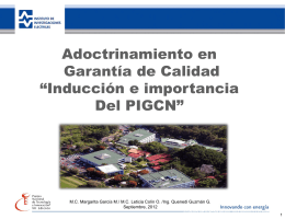"Inducción e importancia del PIGCN".
