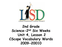 2nd Grade Science Unit 4, Lesson 2 CScope