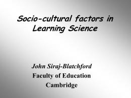 Socio-cultural factors in Learning Science