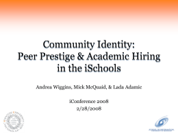 Community Identity: Peer Prestige & Academic Hiring in the iSchools