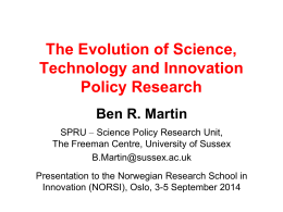 The evolution of science, technology & innovation policy