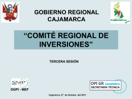 Tercera presentación del CRI - Gobierno Regional de Cajamarca