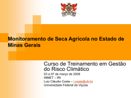 Monitoramento da Seca Agrícola no Estado de Minas Gerais